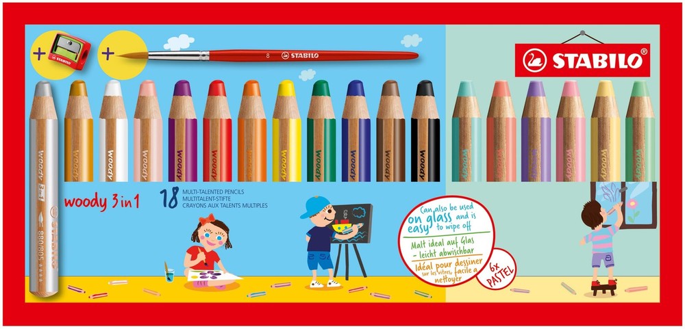 – woody 3-in-1 – Multi-Talented Pencil – Pack of 18 – with 10 Assorted Standa…