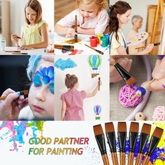 6 Pcs Flat Paint Brushes 1 Inch Synthetic Nylon for Acrylic Watercolor Painting