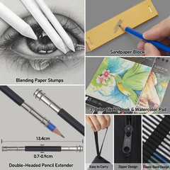 PANDAFLY 80 Drawing Sketching Kit Set – Pro Art Supplies with Sketchbook & Water