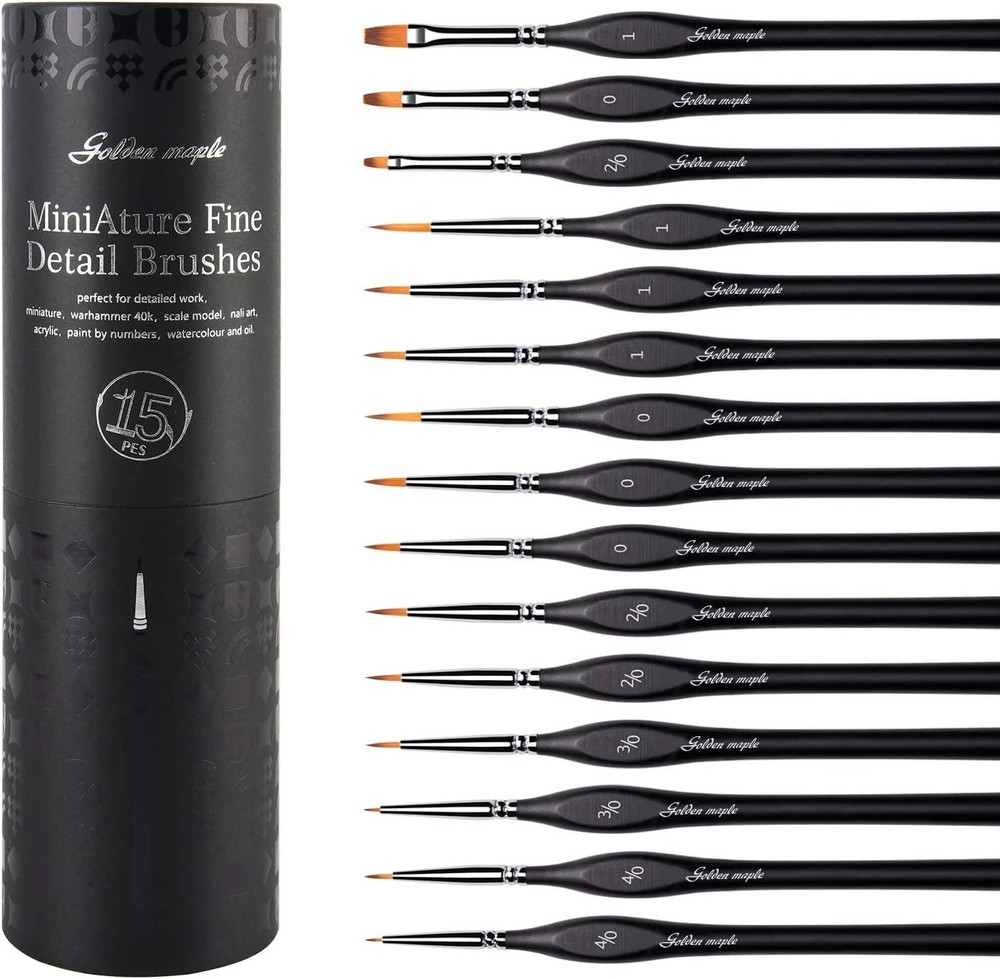 Miniature Paint Brushes, 15PC Model Brushes Micro Detail Paint Brush Set, Fine D