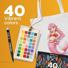 40 Fabric Markers Pens Set – Non Toxic, Indelible and Permanent Fabric Paint …