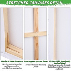 6 Pack Stretched Canvases for Painting 24×36 100% Cotton 24″ x 36″, White