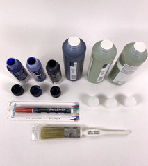 Folkart & Anita’s Acrylic Paint Lot Blue/Black/Green with Brush & Paint Pen
