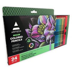 Metallic Colored Pencils, 24 Coloring Pencils Set, Triangular Grip, Pre-Sharp…