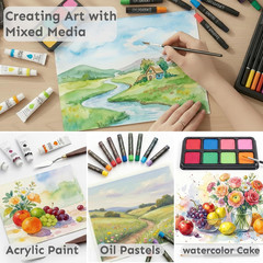 TMOL Art Supplies, 175-Pack Deluxe Art Set Drawing Painting Kit with 2 Drawing P