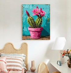 Easy Cactus Paint by Numbers Kit for Adults Beginners DIY Canvas Art Gift Set