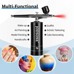Cordless Airbrush Kit w/ Compressor 3 Pressure Levels for Nail Art