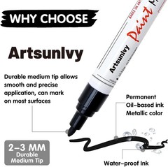2 Pack Permanent Black & White Oil-Based Paint Pens for Versatile Creativity