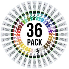 U.S. Art Supply Professional 36 Color Set of Acrylic Paint in Large 18ml Tube…