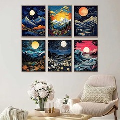 ECBEITF 6 Packs Diamond Painting 11.8×15.7 Inches, Abstract Landscape 1
