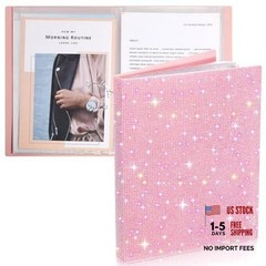 MotiMind Bling Art Portfolio Binder 9″x12″ with 40 Pockets – Glitter Pink