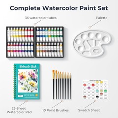 Nicpro Watercolor Paint Set for Adults, 36 Colors Watercolor Tube Set (12ml,0.4o