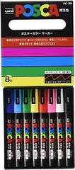 Uni-posca Paint Marker Pen – Fine Point – Set of 8 (PC-3M8C)
