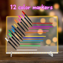 12-Color Liquid Markers for Led Note Board, Compatible with Light Up Drawing Boa