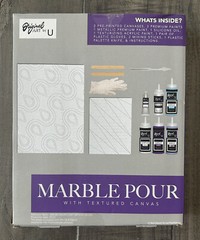Original Art By U Marble Pour Kit With 2 Textured Abstract Canvases