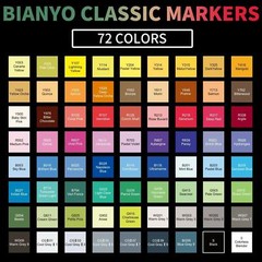Bianyo 72 Classic Series Dual Tip Sketch Markers with 4 colors Carrying bag