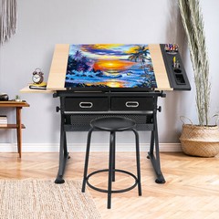Drafting Drawing Table Craft Table Desk 9 Levels Adjustable Angle Top Home