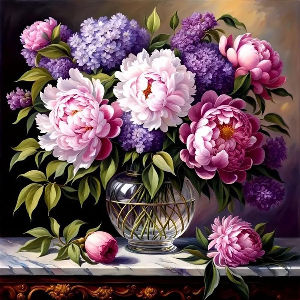 Flower Diamond Painting Kits for Adults, 5D Full Drill Diamond Art Kits for v