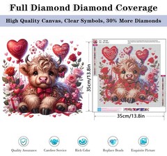 HHMATITS Valentine’s Day Diamond Art Painting Kits for 14x14in(35x35cm), cow