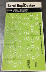 Berol Rapidesign Template – Large Hexagon Bolts & Nuts – R-58 New