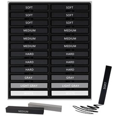 24 Pcs Compressed Charcoal Sticks with Soft, Medium, Hard and White Charcoal,…
