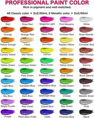 50-Color Acrylic Paint Set, 2oz w/10 Brushes for Artists & Crafts