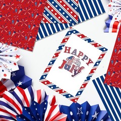 VIVIQUEN Patriotic American Flag Double-Sided Paper, 12 Red,White,Blue