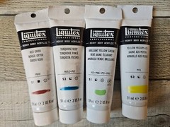 4 Liquitex Heavy Body Acrylic Paint – Turquoise Red Oxide Yellow Azo Brill Green