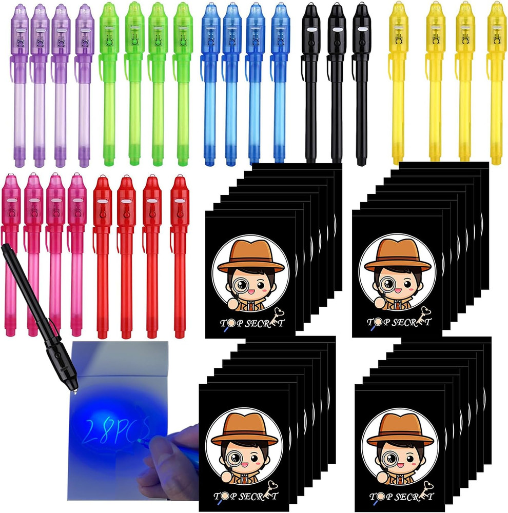 SCStyle Invisible Ink Pen 28Pcs with UV Light Magic Marker for Secret Messages,