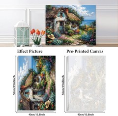 Riverside Cottage Paint by Numbers Kit Adults Beginner Acrylic Canvas 16x20inch