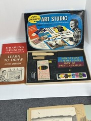 Vintage Jon Gnagy Art Studio Set Kit 3146 How To Paint Pastels Water Colors Draw