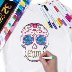 sunacme Fabric Markers Pen, 32 Colors Permanent Fabric Paint Pens for T-Shirt,