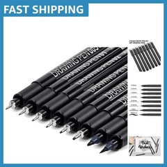 0.2-3.0mm Versatile Micro Fineliner Set – Black Fine Art Pens for Sketching
