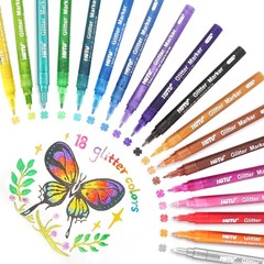 Glitter Markers Pens, 18 Colors Glitter Gel Pens 0.7mm Extral Fine Tip Paint …