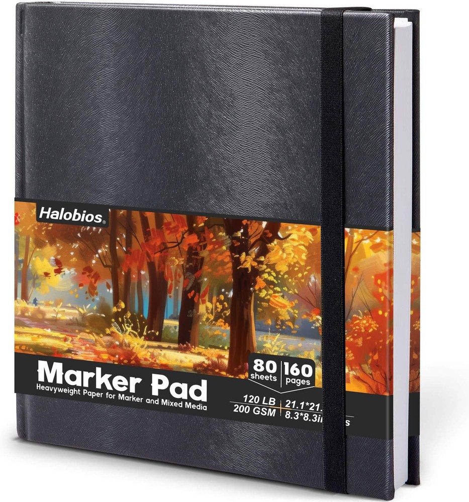 Square Sketchbook for Drawing, 120 lb/200 GSM Mixed Media Sketchbook, 80 Shee…