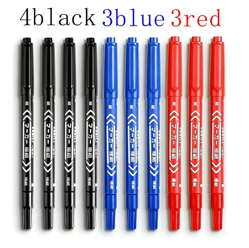 10pcs Double Tip Permanent Paint Marker Pens Black Ink Set Marking Graffiti