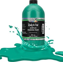 Aquamarine Acrylic Ready to Pour Pouring Paint – 32-Ounce Pre-Mixed Water-Ba…