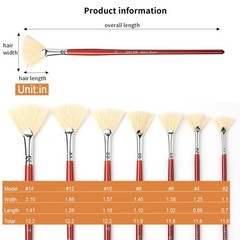 Fan Brush for Painting, 7 Pieces Set with Hog Large, Fan-hog Hair