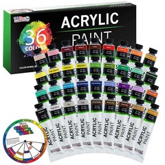 U.S. Art Supply 36 Color Professional Acrylic Paint Set in 12ml Tubes – Art…