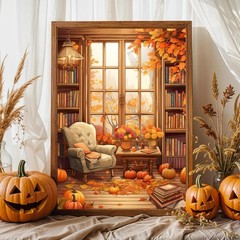 Fall Leaf Diamond Art Kits for Adults,5D DIY Autumn Pumpkin Diamond Dots for Adu