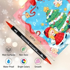 72 Colors Acrylic Paint Markers, Dual Tip w/ Fine Tip & Brush Tip Pens for Stone