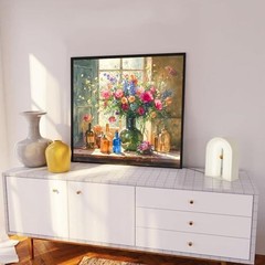 Paint by Numbers for Adults, Wildflowers in Stained Glass Paint by Flowers