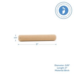 Wood Dowel Pins 3 inch x 3/8 inch Fluted, for Furniture & Crafts|Woodpeckers