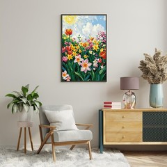Framed Paint by Numbers Kit for Adults Beginner & Kids Ages 8-12, Flowers Easy..