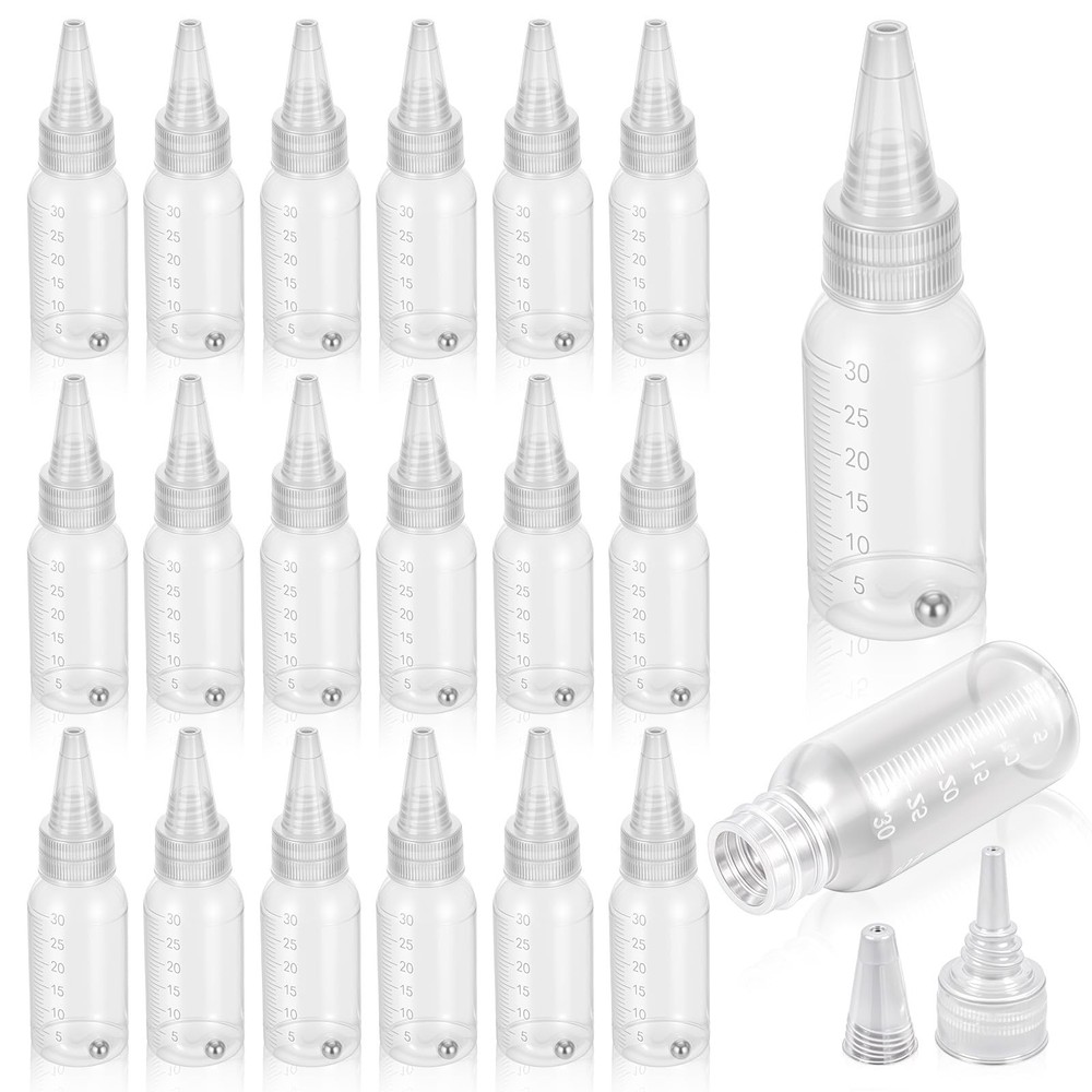 20Pcs Airbrush Paint Bottles Jars 1oz/30ml Plastic Paint Containers with Ball, R