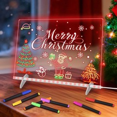 LED Note Board 7 Colors 13.8×10 Inch Acrylic Dry Erase Light 4 Modes 7 Marker
