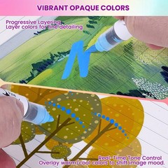 CHARSOCO Brown Tones Acrylic Paint Pens, 12 Colors Markers Set with Soft Brus…