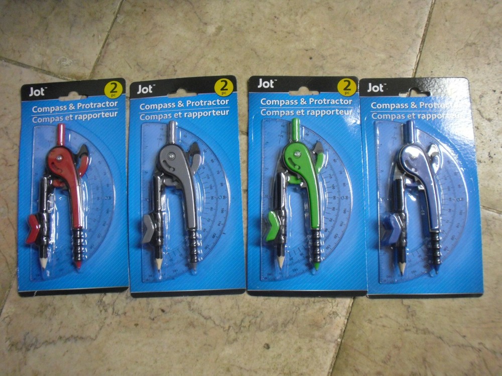 Jot SAFETY COMPASS AND PROTRACTOR SET, SELECT: Blue Green Grey Red