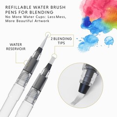 48 Premium Watercolor Pens +2 Highly Blendable Watercolor Markers, Flexible T…