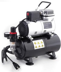 Upgraded Airbrush Single-Piston Oil-free Mini Compressor ABPST08 w/Cooling Fan